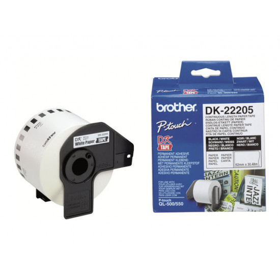 BROTHER DK22205 Endlosetiketten paper weiss for QL550 QL500 62mm x 30.48