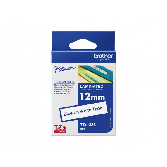 BROTHER TZE233 tape cassette 12mm8m white/blue P-touch200/300/500/1200series