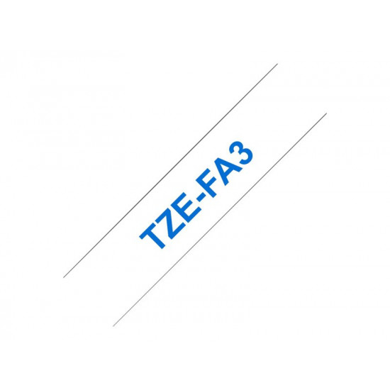 BROTHER TZEFA3 Textilband 12mm 3m white blue not laminiert