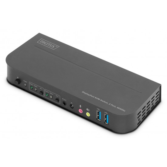 Digitus KVM Switch, 2-Port, 4K60Hz, 2 x DP in, 1 x DP/HDMI out