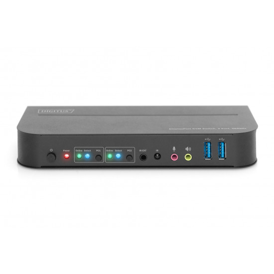 Digitus KVM Switch, 2-Port, 4K60Hz, 2 x DP in, 1 x DP/HDMI out