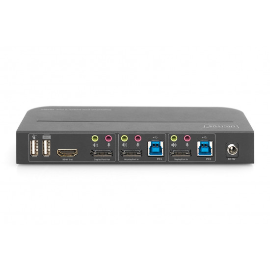 Digitus KVM Switch, 2-Port, 4K60Hz, 2 x DP in, 1 x DP/HDMI out