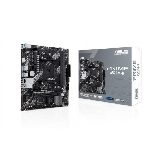 Mainboard|ASUS|AMD A520|SAM4|Micro-ATX|Memory DDR4|Memory slots 2|1xPCI-Express 3.0 1x|1xPCI-Express 3.0 16x|1xM.2|1xHDMI|2xUSB 2.0|4xUSB 3.1|2xPS/2|1xRJ45|3xAudio port|PRIMEA520M-R