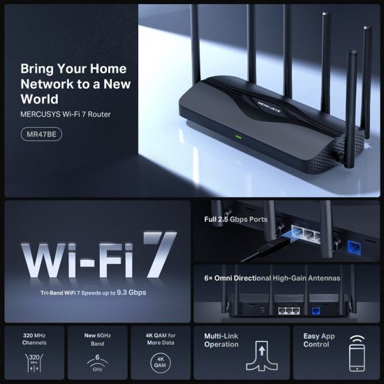 Mercusys BE9300 Tri-Band Wi-Fi 7 Router