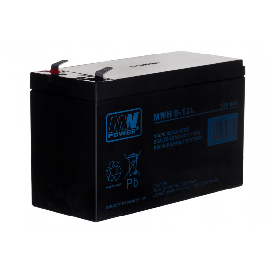 MPL MW POWER MWH 9-12L UPS battery Lead-acid accumulator VRLA AGM Maintenance-free 12 V 9 Ah Black