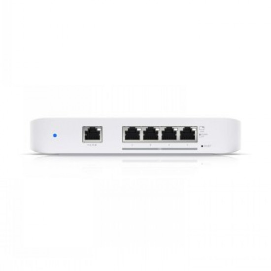 UBIQUITI COMPACT, 5-PORT, LAYER 2 SWITCH THAT SUPPORTS 10 GBE SPEEDS AND CAN BE POWERED WITH POE OR A 5V USB-C ADAPTER.