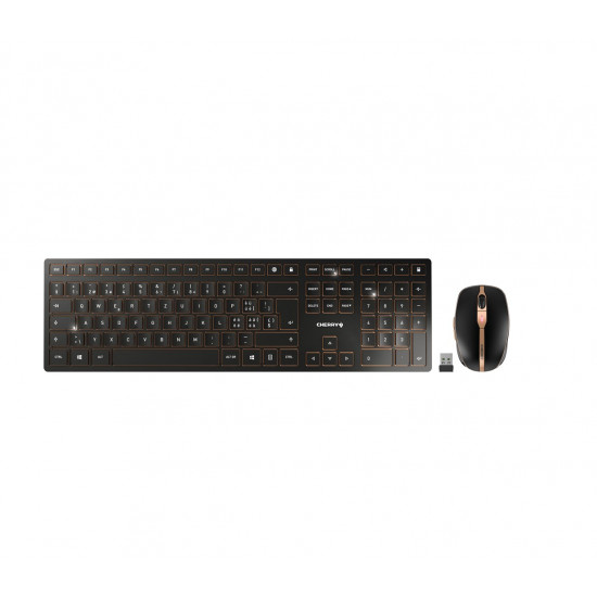 CHERRY DW 9100 SLIM keyboard Mouse included Universal RF Wireless + Bluetooth QWERTZ Swiss Black