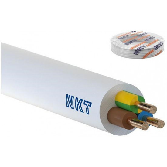 Installation wire YDY 3X 1.5 Green/Yellow NKT class 1 white round 450/750V