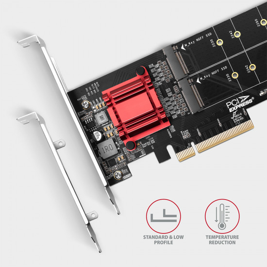 AXAGON PCIe 2x NVMe M.2 Controller | PCEM2-ND