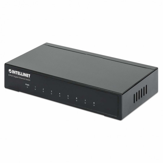 Intellinet 8-Port Gigabit Ethernet Switch, Metal (Euro 2-pin plug)