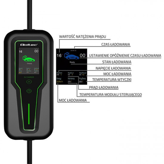 Mobile charger for EV 2in1 type2 3.5kW LCD