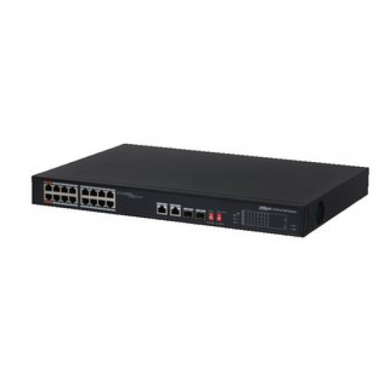 Dahua Swith 18-Port Switch with 16 PoE Ports 16x RJ45 100M (PoE Power) 2x SFP 1000M (combo) 2x RJ45 1000M PFS3218-16ET-135