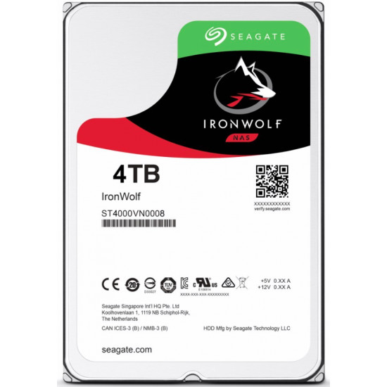 4TB Seagate IronWolf, 3.5, SATA, 5900RPM, 64MB Cache, Internal NAS HDD