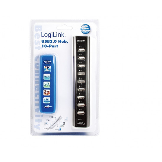 LogiLink UA0096 interface hub 480 Mbit/s Black