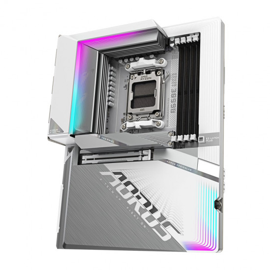 GIGABYTE B650E AORUS STEALTH ICE Motherboard - AMD Ryzen 9000 Series CPUs, 12+2+2 Phases VRM, up to 8000MHz DDR5 (OC), 1xPCIe 5.0 + 2xPCIe 4.0 M.2, 2.5GbE LAN, WIFI 7, USB 3.2 Gen 2x2