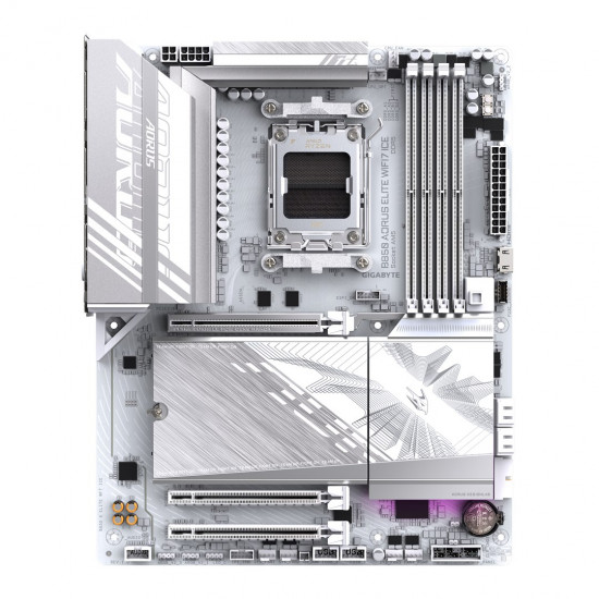 GIGABYTE B850 AORUS ELITE WIFI7 ICE Motherboard - AMD Ryzen 9000 Series CPUs, 12+2+1 Phases Digital VRM, up to 8200MHz DDR5 (OC), 1xPCIe 5.0 + 2xPCIe 4.0 M.2, 2.5 LAN, WIFI 7, USB 3.2 Gen 2x2