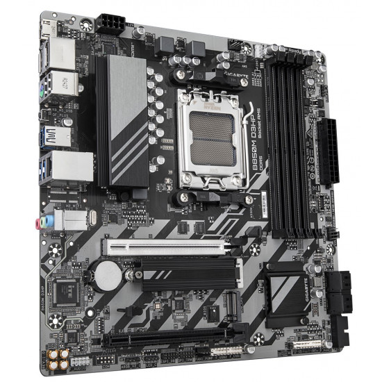 GIGABYTE B850M D3HP Motherboard - AMD Ryzen 9000 Series CPUs, 5+2+2 Phases Digital VRM, up to 8200MHz DDR5 (OC), 1xPCIe 5.0 + 1xPCIe 4.0 M.2, GbE LAN, USB 3.2 Gen 2