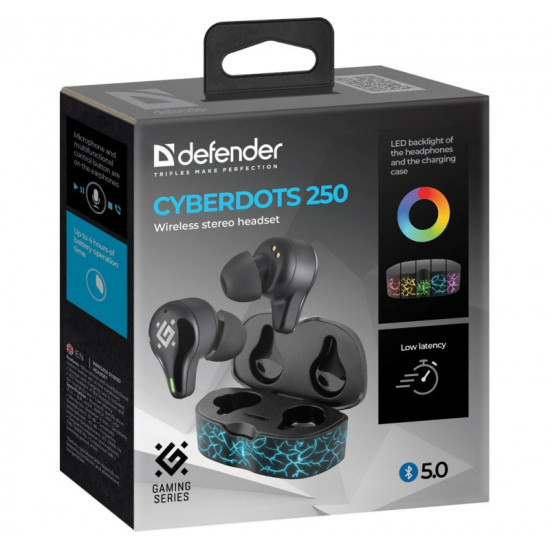 HEADPHONES DEFENDER BLUETOOTH CYBERDOTS 250 GAMING BLACK