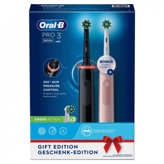 Oral-B Pro 3 3900N Gift Edition Adult Rotating-oscillating toothbrush Black, Pink