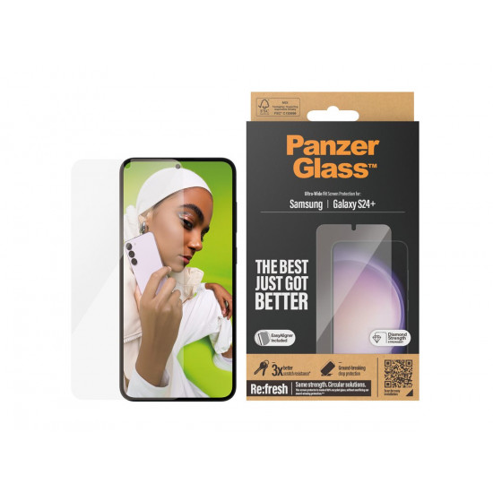 PanzerGlass | Screen Protector | Samsung | Galaxy S24 Plus | Polyethylene terephthalate (PET) | Transparent | Ultra-Wide FitwA