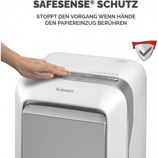 Fellowes Powershred LX211 Aktenvernichter MicroCut 15 Blatt 2x12mm P-5 Weiss