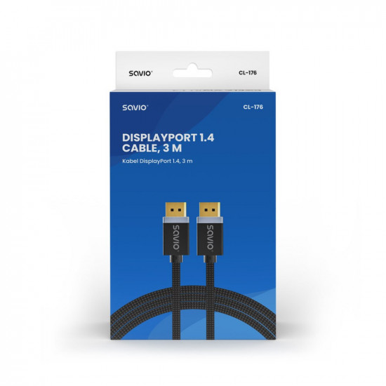 SAVIO DISPLAYPORT (M) - DISPLAYPORT (M) CABLE, V1.4, 3 m, CL-176