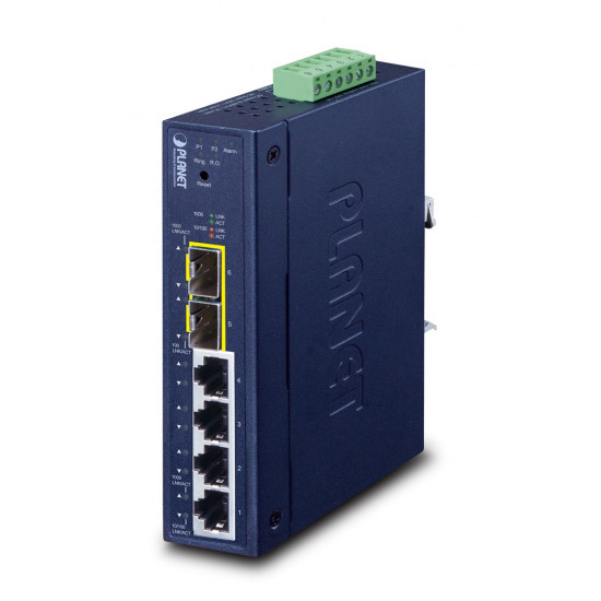 PLANET Industrial L2/L4 4-Port Managed L2/L4 Gigabit Ethernet (10/100/1000) Blue