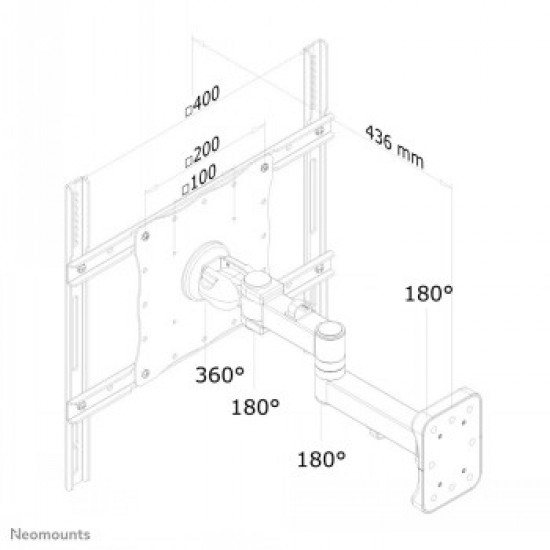 NEWSTAR FLAT SCREEN WALL MOUNT (3 PIVOTS & TILTABLE) 23-52 BLACK