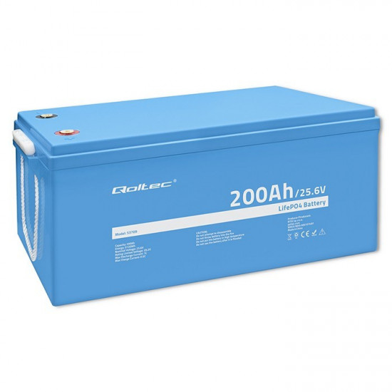 Qoltec Lithium Iron Phosphate Battery 25.6V 200Ah BMS