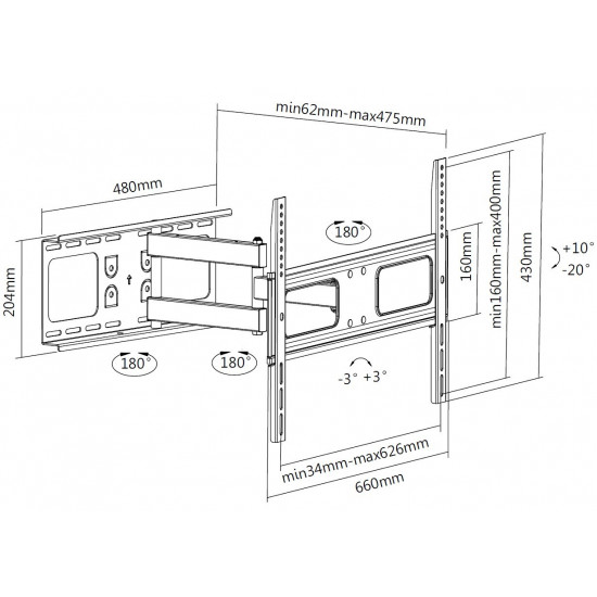 Equip 37-70” Articulating TV Wall Mount Bracket