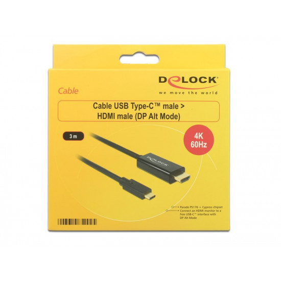 DeLOCK 85292 video cable adapter 3 m USB Type-C HDMI Black