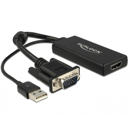 DeLOCK 0.25m VGA+USB2.0-A/HDMI VGA (D-Sub) + USB Black