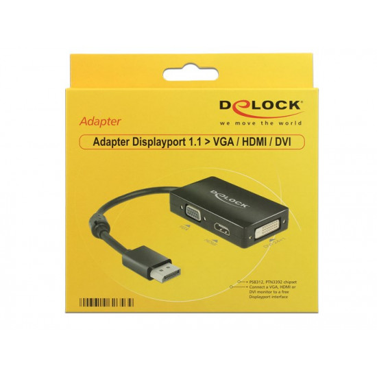 DeLOCK 0.16m DisplayPort/VGA+HDMI+DVI VGA (D-Sub)+ HDMI + DVI Black