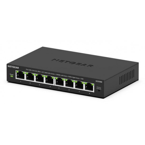 NETGEAR GS308E Managed L2/L3 Gigabit Ethernet (10/100/1000) Power over Ethernet (PoE) Black