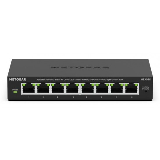 NETGEAR GS308E Managed L2/L3 Gigabit Ethernet (10/100/1000) Power over Ethernet (PoE) Black