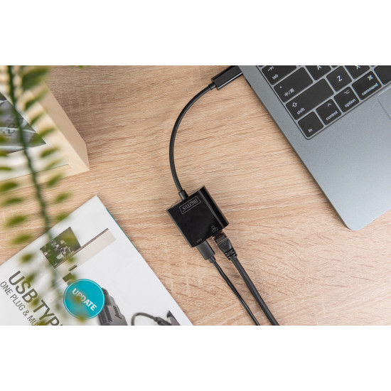 Digitus USB Type-C™ Gigabit Ethernet adapter with Power Delivery support