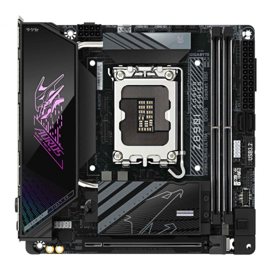 GIGABYTE Z890I AORUS ULTRA Motherboard - Supports Intel Core Ultra (Series 2) CPUs, 8+1+2 phases VRM, up to 8800MHz DDR5 (OC), 1xPCIe 5.0 + 1xPCIe 4.0, Wi-Fi 7, 2.5GbE LAN, Thunderbolt 4