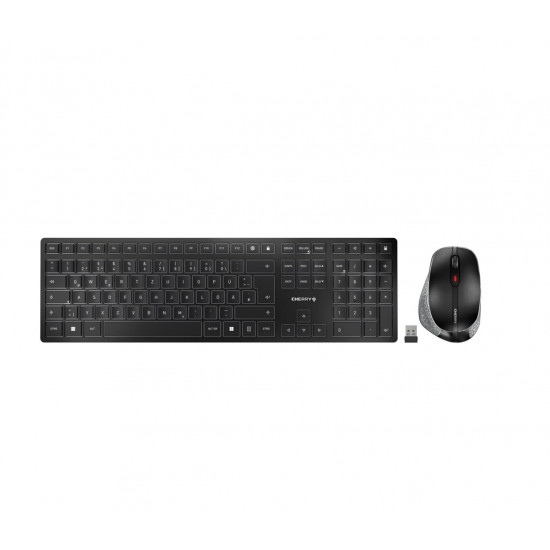 CHERRY DW 9500 SLIM keyboard Mouse included Universal RF Wireless + Bluetooth QWERTZ German Black, Grey