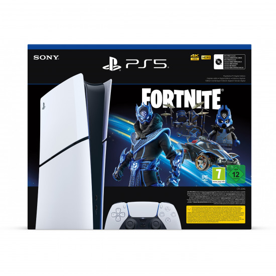 Sony PlayStation 5 Slim Digital Edition Fortnite black white