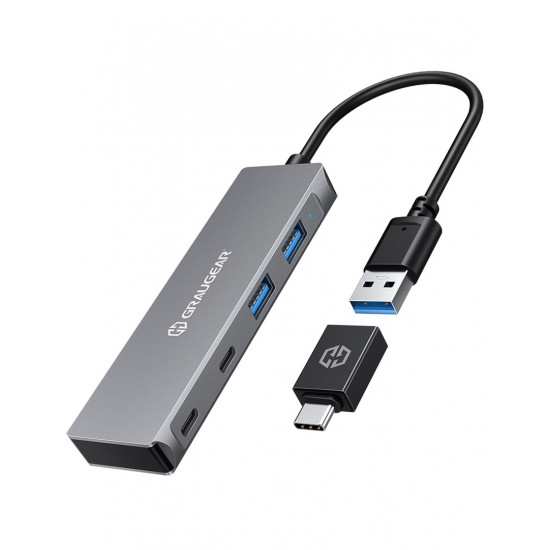 GRAUGEAR G-HUB2A2C-AC interface hub USB 3.2 Gen 1 (3.1 Gen 1) Type-A + Type-C 5000 Mbit/s Silver