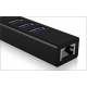 Raidsonic | 4 Port Hub with USB 3.0 Type-A, Type-C, Gigabit LAN | Icy Box IB-HUB1419-LAN