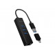 Raidsonic | 4 Port Hub with USB 3.0 Type-A, Type-C, Gigabit LAN | Icy Box IB-HUB1419-LAN