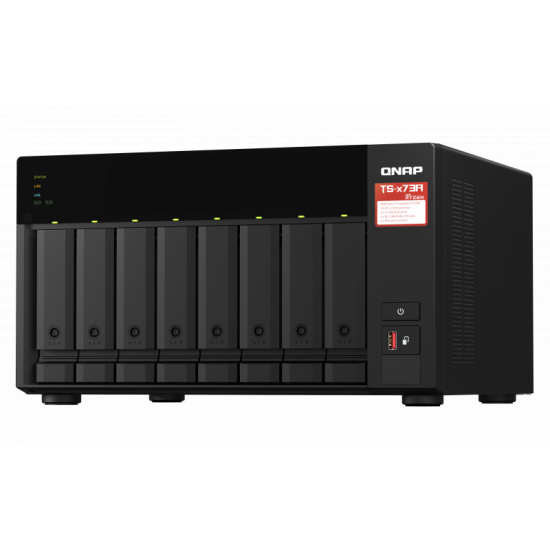 QNAP | 8-Bay QTS and QuTS hero NAS | TS-873A-8G | Up to 8 HDD/SSD Hot-Swap | AMD Ryzen | Ryzen V1500B Quad-Core | Processor frequency 2.2 GHz | 8 GB | DDR4