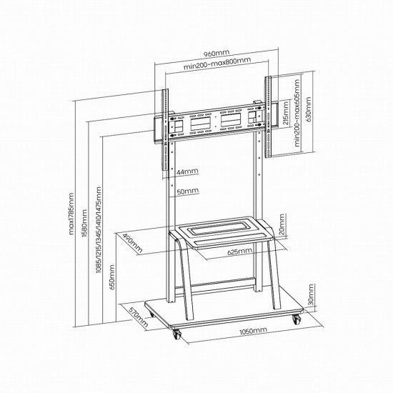 Gembird TVS-100F-01 signage display mount 2.54 m (100) Black