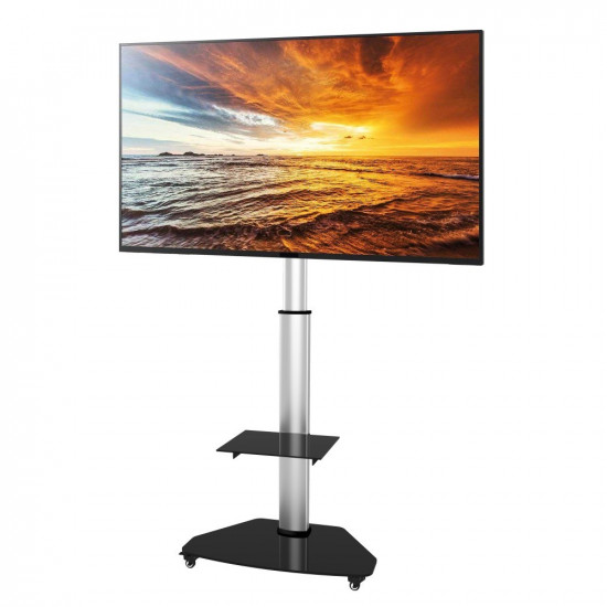 Techly Floor Stand with Shelf Trolley TV LCD/LED/Plasma 37-70 Silver