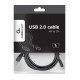 Gembird USB-A/USB-C, 1m USB cable USB 2.0 USB A USB C Black