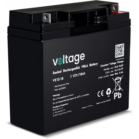 AGM Battery Voltage 12V 18Ah VE12-18