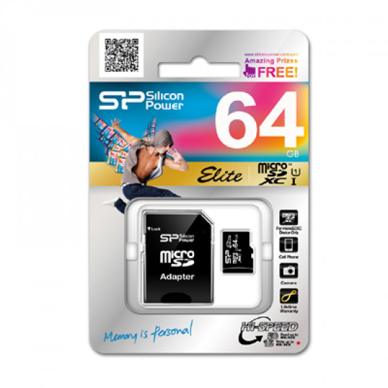 Silicon Power | Elite UHS-I | 64 GB | MicroSDXC | Flash memory class 10 | SD adapter