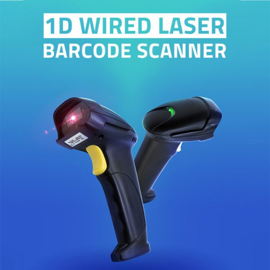 Qoltec 1D Laser Barcode Reader | USB | Black