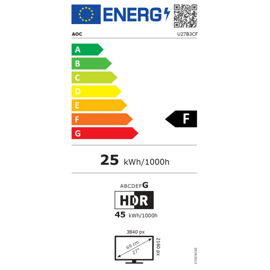 AOC U27B3CF | 27  | IPS | 60 Hz | 4 ms | 3840 x 2160 pixels | 350 cd/m² | HDMI ports quantity 1